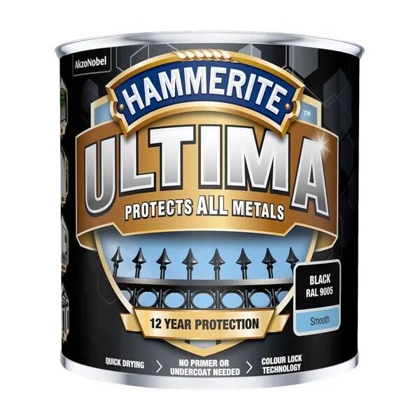 Hammerite Ultima Μεταλλικό Χρώμα - Μαύρο - RAL 9005 - 250 ml.