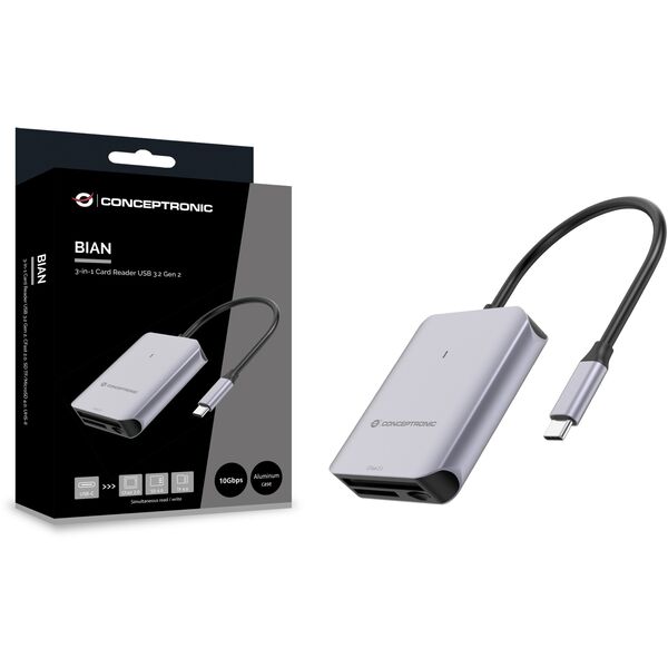 Αναγνώστης καρτών Conceptronic BIAN09G USB 3.2 Gen 2 Type-C Γκρι