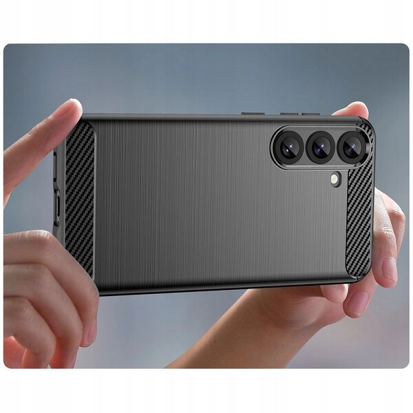 Θήκη σιλικόνης Carbon Case για Samsung Galaxy S25 - μαύρο