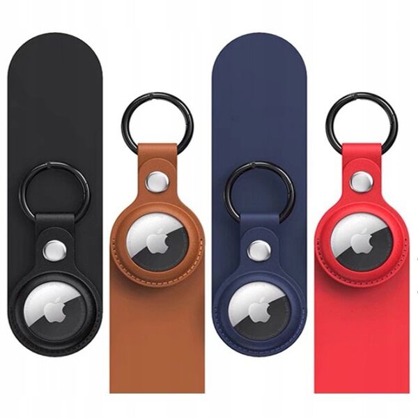 Θήκη για Apple AirTag από οικολογικό δέρμα - μαύρο, καφέ, κόκκινο, μπλε - 4 τεμάχια