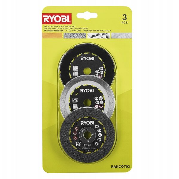 Σετ δίσκων κοπής RYOBI RAKCOT03, 76 x 10 mm, για μέταλλο, πλακάκια, πλαστικό, 3 τεμ.