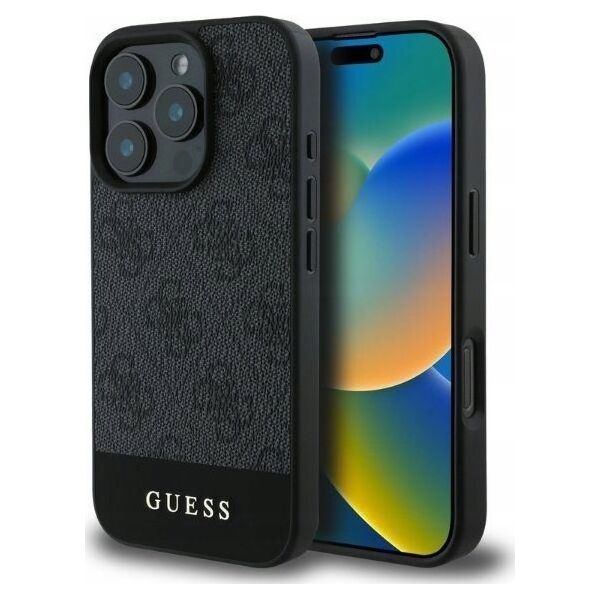 Guess GUESS futerał do IPHONE 16 Pro Max GUHCP16XG4GLGR (PC/TPU 4G PU Bottom Stripe) szary