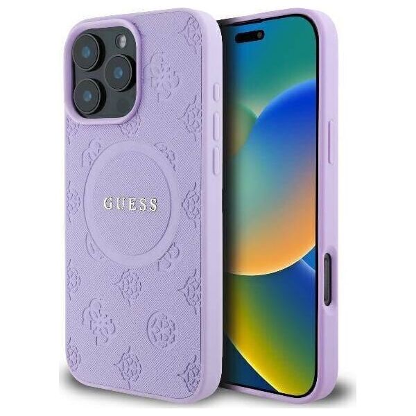 Guess Guess GUHMP16XPSAPSMEU iPhone 16 Pro Max 6.9" purpurowy/purple hardcase Saffiano Peony Classic Logo MagSafe