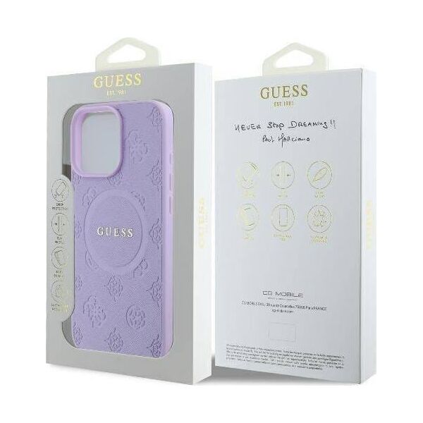 Guess Guess GUHMP16XPSAPSMEU iPhone 16 Pro Max 6.9" purpurowy/purple hardcase Saffiano Peony Classic Logo MagSafe