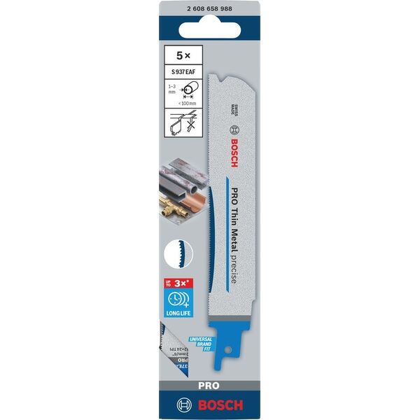 BOSCH BRZESZCZOT DO PIŁY SZABLASTEJ PRO THIN METAL PRECISE S937EAF 1,1 x 25 x 150mm /5szt.