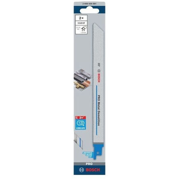 BOSCH BRZESZCZOT DO PIŁY SZABLASTEJ PRO METAL DEMOLITION S1125VF 1,25 x 19 x 225mm /2szt.