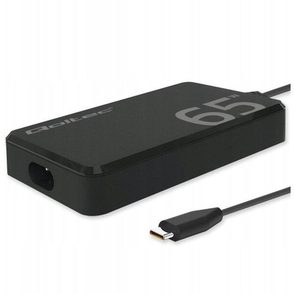 Ładowarka sieciowa Qoltec 65W GaN Super Fast SLIM | PD | 5-20V | 3.25A | USB-C 3.1 | Laptop | MacBook | Smartfon | +kabel
