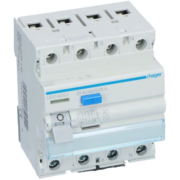 Διακόπτης διαρροής Polot Hager 3 ΦΑΣ. 25A 30MA AC (CD426J) CDC425J