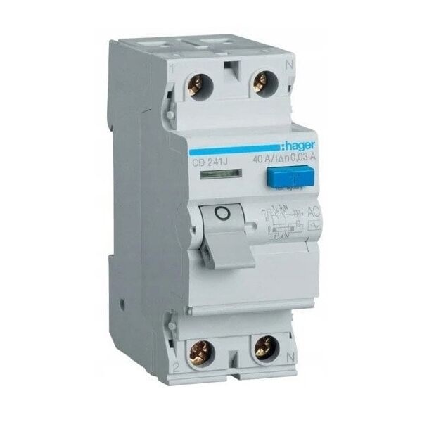 Διακόπτης διαρροής Polot Hager 2P 40A 0,03A τύπου AC CDC240J
