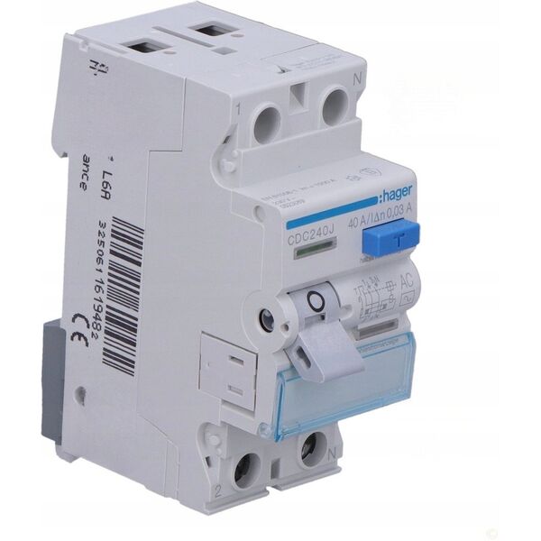 Διακόπτης διαρροής Polot Hager 2P 40A 0,03A τύπου AC CDC240J