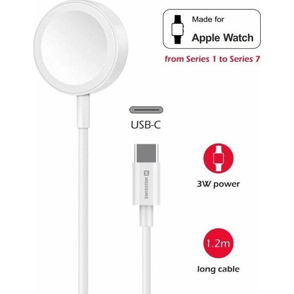Ładowarka Swissten Swissten Bezprzewodowa Ładowarka 3W do Apple Watch USB C
