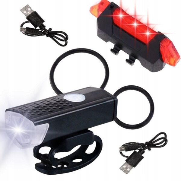 Αδιάβροχο φωτάκι ποδηλάτου USB IPX4 – σετ μπροστά (800lm/900mAh) + πίσω (120lm/120mAh) (120)