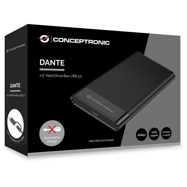 Θήκη σκληρού δίσκου Conceptronic DANTE06B Θήκη HDD/SSD Μαύρο 2.5"