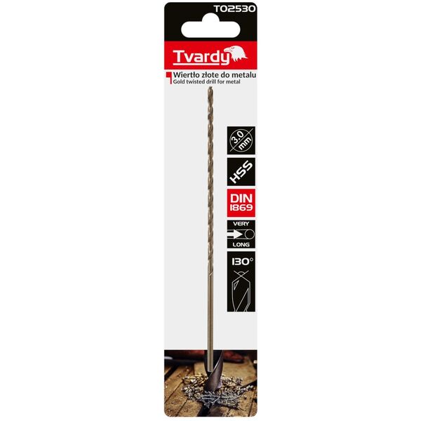 Χρυσό τρυπάνι για μέταλλο μακρύ 3.0 x 150mm HSS DIN1869 (50/200)