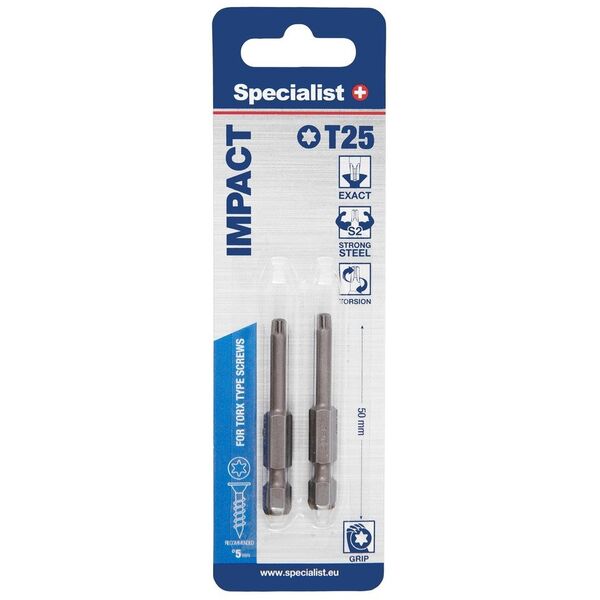 SPECIALIST+ μύτη TORX GRIP T25, 50mm, 2 τεμ.