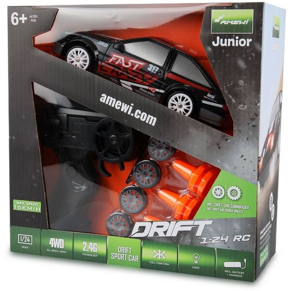 Amewi Drift Sport Car 4WD 1:24 RTR μαύρο