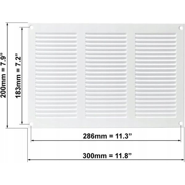 Μεταλλική γρίλια εξαερισμού MR3020, 300 x 200 mm, λευκή.