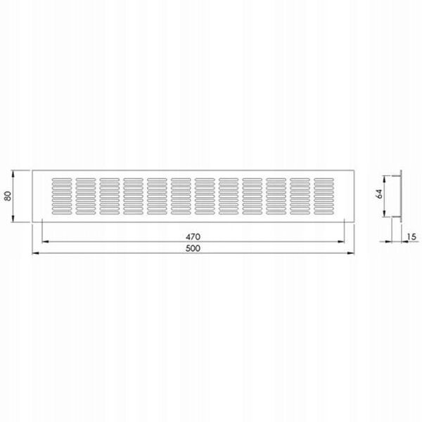 Γρίλια εξαερισμού αλουμινίου RA850, 80 x 500 mm, λευκή.