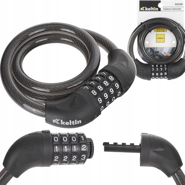Κλειδαριά ποδηλάτου με κωδικό 4 ψηφίων 12x800mm (60)