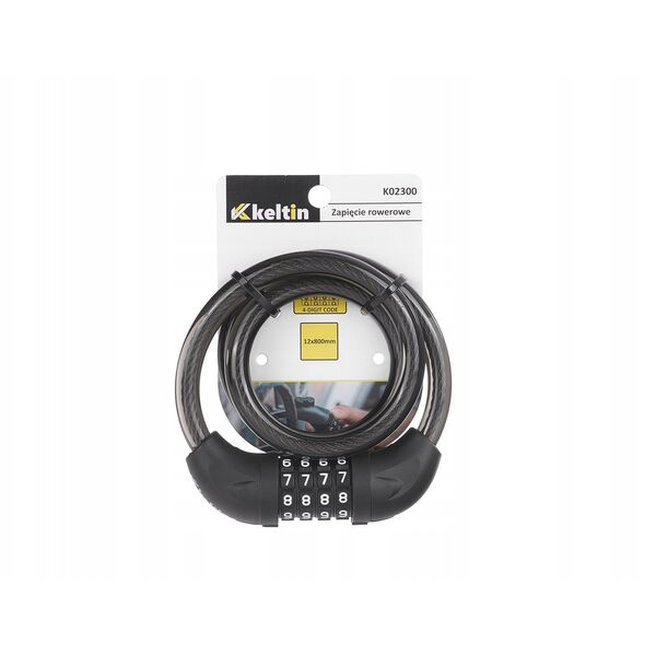 Κλειδαριά ποδηλάτου με κωδικό 4 ψηφίων 12x800mm (60)