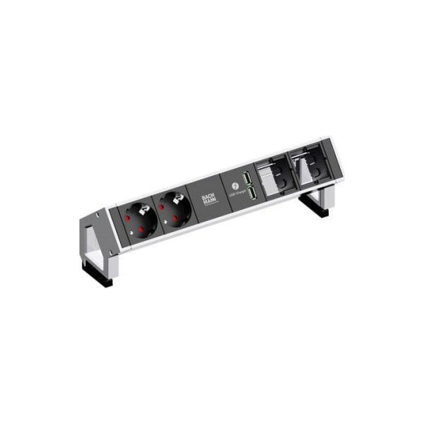 Bachmann BACHMANN DESK2 2x geaard contact 2x ABD 1x USB Lader GST18, z