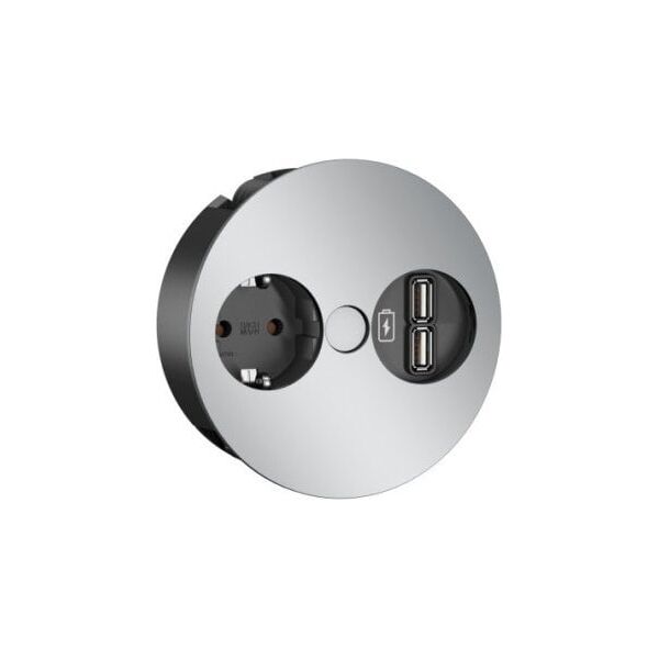 Bachmann BACHMANN TWIST 1x gniazdo z uziemieniem, ładowarka USB, wtyczka GST18, chrom, 0,2 m