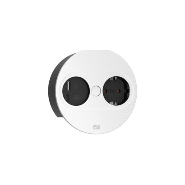 Bachmann BACHMANN TWIST 2 1xCEE7/3 1xUSB A/C 22W 2,0m AEH RAL9010 30GE rond
