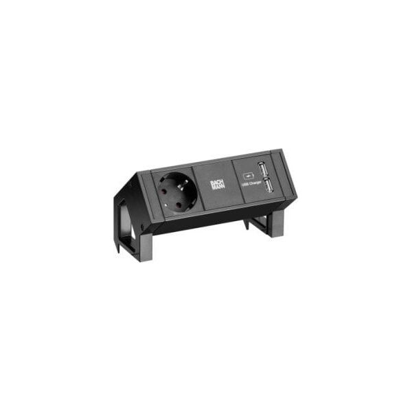 Listwa zasilająca Bachmann BACHMANN DESK2 1x gniazdo z uziemieniem 1x ładowarka USB, czarny