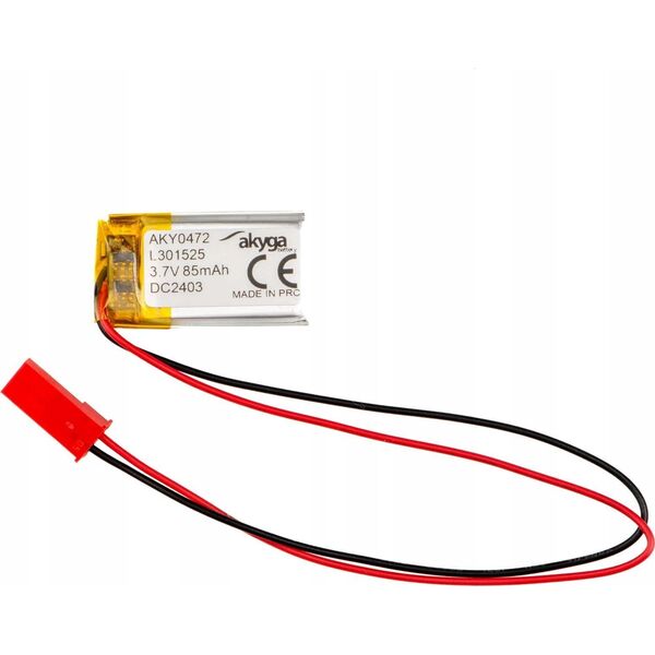 Akumulator Li-Po LP301525 Akyga AKY0472 3.7V / 85mAh PCM złącze JST 2-Pin 150mm
