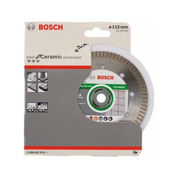 Bosch Tarcza tnąca diamentowa Best for Ceramic Extra-Clean Turbo 115 x 22mm - 2608602478