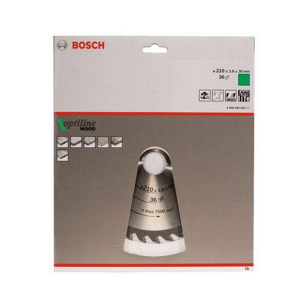 Bosch Tarcza pilarska Optiline Wood 210 x 30mm 36z (2608640622)
