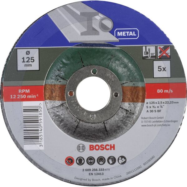 Bosch zestaw tarcz tnących do metalu 125x22,23x2,5 mm 5 sztuk (2609256333)