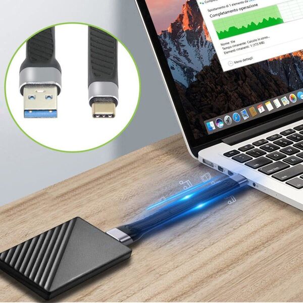 Kabel USB Techly USB-C - USB-C 0.12 m Czarny (ICOC USBC-FL-U322)
