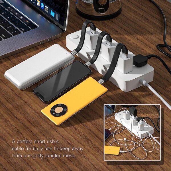 Kabel USB Techly USB-C - USB-C 0.12 m Czarny (ICOC USBC-FL-U322)