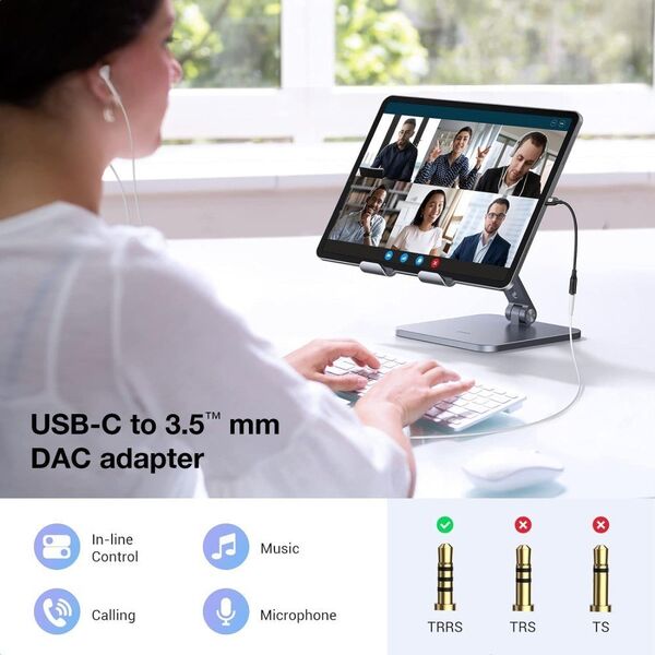Adapter USB Techly Techly Adapter Słuchawkowy USB-C na Mini Jack 3.5mm z Układem DAC