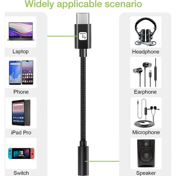 Adapter USB Techly Techly Adapter Słuchawkowy USB-C na Mini Jack 3.5mm z Układem DAC