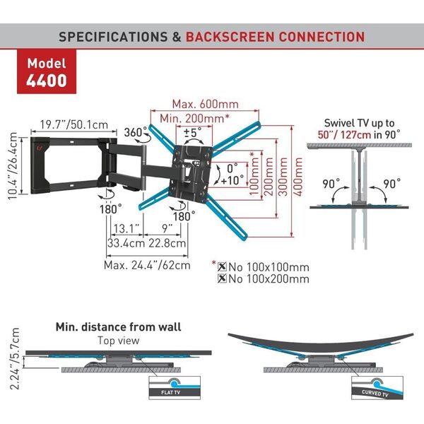 Barkan Uchwyt ścienny 4400 32'' - 80''