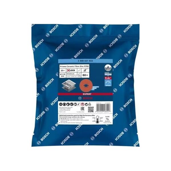 Bosch Bosch X-LOCK fiber discs R782 115mm G 80+ - 2608621822 EXPERT RANGE