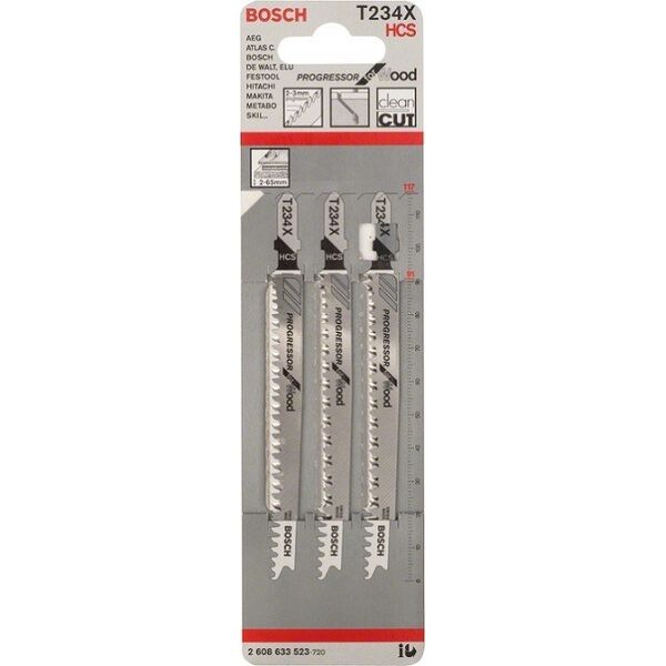 Bosch Bosch jigsaw blade T 234 X Progressor for Wood, 117mm (25 pieces)