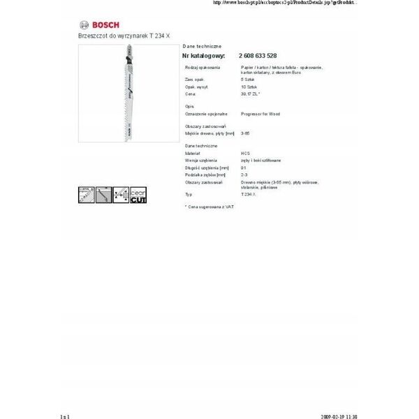 Bosch Bosch jigsaw blade T 234 X Progressor for Wood, 117mm (25 pieces)
