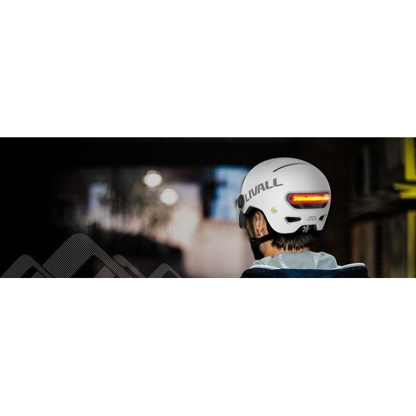 Livall Kask L23 biały 54-58cm z szybką ochronną LED/SOS