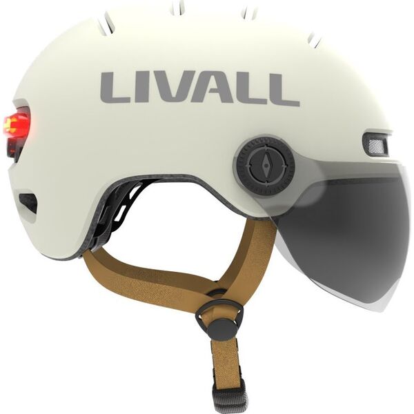 Livall Kask L23 biały 54-58cm z szybką ochronną LED/SOS