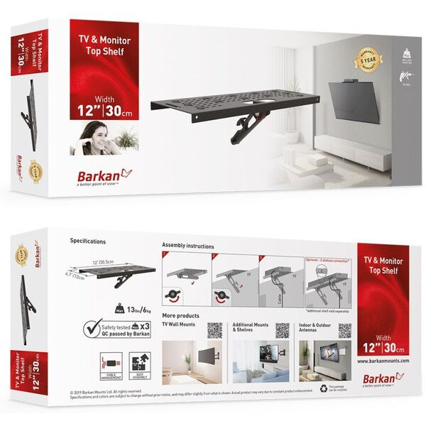 Barkan Nakładka Półka na Telewizor pod Dekoder Tuner Pilot Router 305x120mm