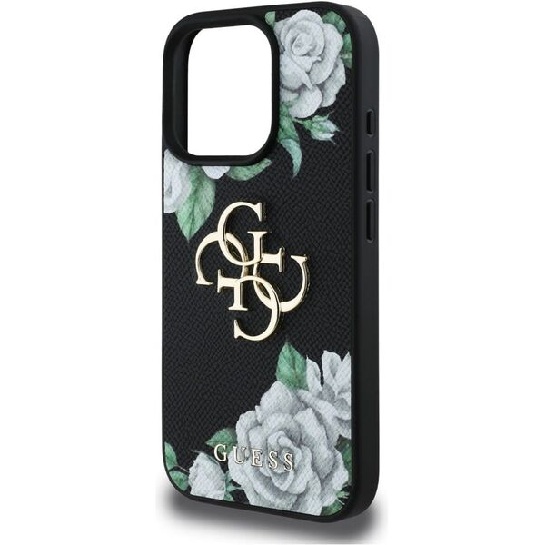 Etui Guess Grained Roses Big 4G logo do  iPhone 16 Pro czarny
