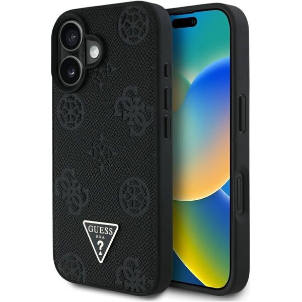 Etui Guess Grained Hot Stamp Peony       Triangle Logo MagSafe do iPhone 16 czarny