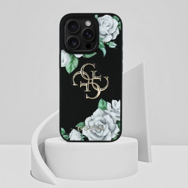 Etui Guess Grained Roses Big 4G logo do  iPhone 16 Pro Max czarny