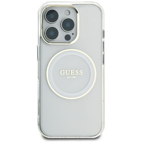 Etui Guess IML Metal Colored Circle      Classic Logo MagSafe do iPhone 16 Pro Max biały