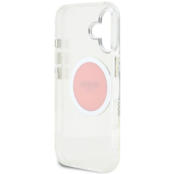 Etui Guess IML Metal Colored Circle      Classic Logo MagSafe do iPhone 16 różowy