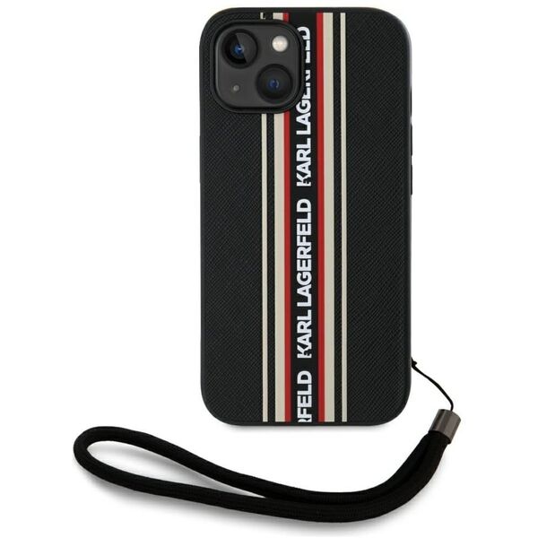 Etui Karl Lagerfeld Saffiano Athleisure  Stripes Cord do iPhone 15 czerwony