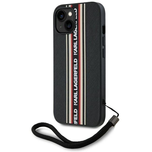 Etui Karl Lagerfeld Saffiano Athleisure  Stripes Cord do iPhone 15 czerwony